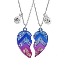 BFF Friendship Necklaces, Rainbow BFF Friendship Necklaces Jewelry, Heart BFF Friendship Necklaces, Half Heart Bff Necklace, Personalized Matching Pen