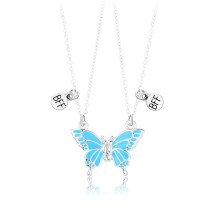 Sparkling Jewelry for Girls Women, Butterfly Pendant Necklace with Rainbow Crystals, Matching Necklace Featuring Enamel Butterfly Design, Friendship N