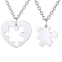 Colar com pingente de quebra-cabeça em formato de coração, design romântico, em aço inoxidável, ideal para melhores amigas, presente perfeito