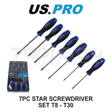 US PRO Tools 7pc Star Screwdriver Set T8-T30 Torx Compatible Cushion Grip 4621
