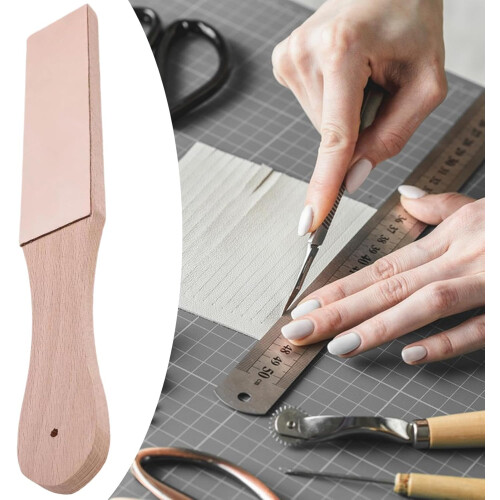 DoubleSided Leather Strop with Ergonomic Handle for Knife Sharpening Kitchen and Woodworking Tools 2