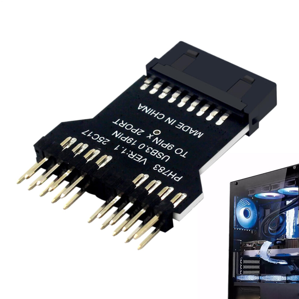 Usb 2.0 Front Panel Header For Motherboard, 19 Pin To Double 9 Pin 2.0 Splitter, Usb 3.0 Port Multiplier, Fan Speed 9187378556221