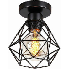 Plafonnier Industrielle Vintage Design Rtro Luminaire Led E27 pour Salon Chambre Cuisine Couloir - Noir
