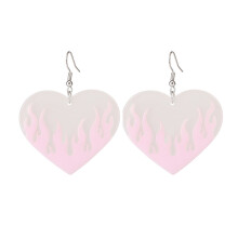 Funny Geometric Earrings for Women, Dangle Drop Earrings Transparent Acrylic Earrings Punk Fire Heart Burning Colorful Flame Lightweight Resin Earring