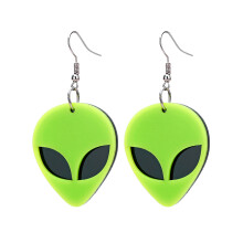 Orecchini pendenti in resina per donna, simpatici e divertenti orecchini a forma di testa di alieno in acrilico, design punk con faccia di alieno