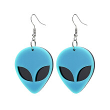 Orecchini pendenti in acrilico originali per donna, orecchini pendenti a forma di testa di alieno dal design unico, orecchini UFO verdi leggeri,