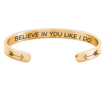 Inspirerende og opmuntrende fødselsdagsmanchet i rustfrit stål med titaniumstålkonstruktion, åben armbåndsdesign, udsøgt polering og