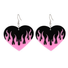 Lustige geometrische Ohrringe für Damen, transparente, modische Ohrringe im Punk-Stil mit flammendem Herzmotiv, farbenfrohe Ohrringe