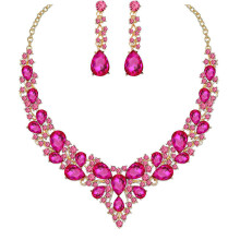 Women's Luxury Jewelry Collection Art Deco Inspired Rhinestone Statement Necklace and Earrings Set with Chunky Statement Earrings Necklace Gift Set, G