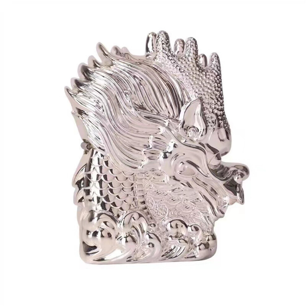 Silver Kerosene Lighter Handmade Embossed Grinding Wheel Ignition Refillable Brass Windproof Kerosene Not Included