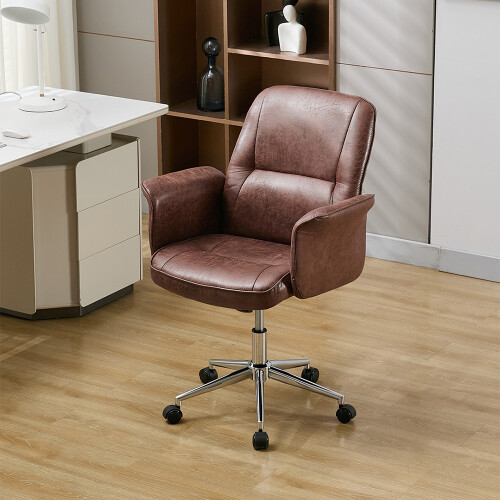 Living And Home Retro-style Office Chair with Armrests and Casters