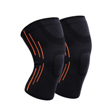 Knee Support 1 Pair Knee Pads Elastic Knee Brace Gym Fitness Size L Running Basketball Volleyball Tennis Black Orange
