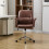 Living And Home Retro-style Office Chair with Armrests and Casters 2