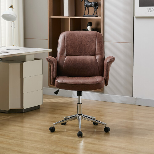 Living And Home Retro-style Office Chair with Armrests and Casters 1