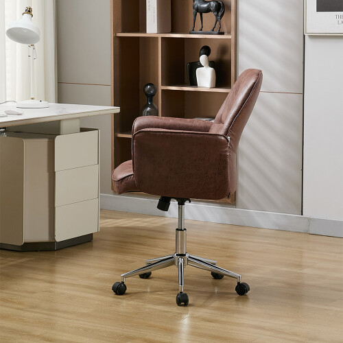 Living And Home Retro-style Office Chair with Armrests and Casters 2
