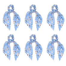 Modisches Chiffonband für Damen, hochwertiges Material, 2-in-1-Design, Haargummis mit floralem Schleifenmuster, wertet jedes Outfit auf.