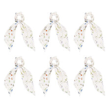 Lenço de cabelo com estampa de leopardo, elásticos de cabelo em chiffon, acessórios que não danificam o cabelo, ideais para festas e praia (6