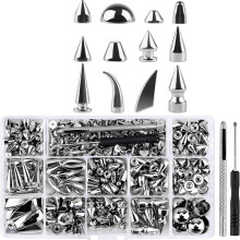 270 Set Spikes und Nieten, Gemischte Form Punk Spike Nieten Konus Schraube Aus Metall RüCken Nieten mit Installation Werkzeug für Leder Handwerk