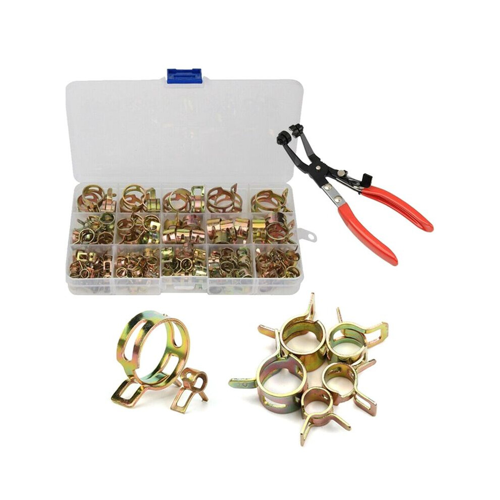 115Pcs 6-22Mm Spring Hose Clamps + Manual Pliers Zinc Plated Gas Water Hose Clamp Metal Tools Assortment Kit 4712961423212