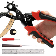 Leather Hole Punch Set, Super Heavy Duty Rotary Puncher, Precision Multi Hole Sizes for Belts, Crafts Holes A