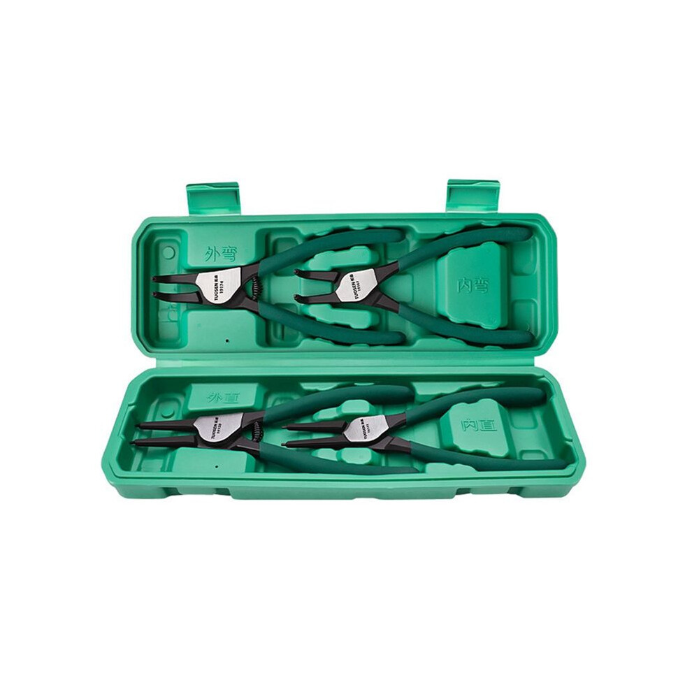 Tuosen 4Pcs Circlip Pliers Set 7Inch Long Nose Plier Staight Bent Plier Inner Outer Retaining Snap Ring Remover Tool 4713184305866