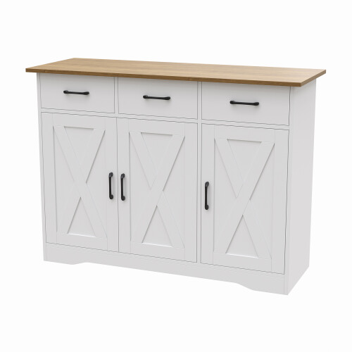 Living And Home 3-Door Wooden Sideboard with 3 Drawers 2