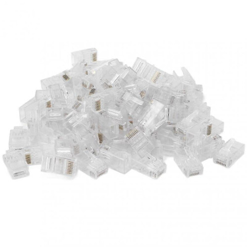 100Pcs Network Crystal Heads Cat6 Cable Connectors Plug Terminals for Computers Hubs Routers 1