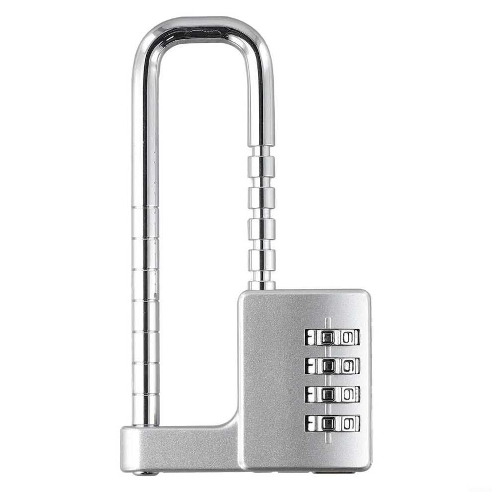 Silver Combination Padlock Adjustable Ushaped Alloy Steel 4Digit Security For Cabinet Door Wardrobe