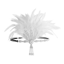 Accesorii de păr vintage pentru nuntă, ținute de petrecere tematică, coafură de mireasă cu strasuri și pene, bentiță de mireasă