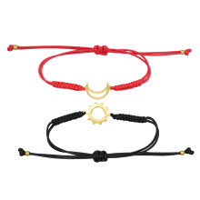 Braccialetti dell'amicizia regolabili, braccialetti abbinati per 3 con ciondoli Sole Luna Stella, design impermeabile fatto a mano, regalo di