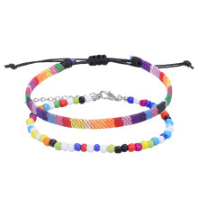 Vandtæt armbånd til udendørsentusiaster, surferstrandarmbånd boho snorarmbånd håndlavet justerbar perlebesat flettet armbånd, venskabsarmbånd