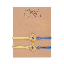 Ensemble de bracelets assortis Maman et Moi, bracelets bohèmes à breloques tournesol et marguerite, taille ajustable, bracelets en corde faits