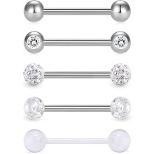 Sebészeti acél piercingkészlet nőknek és férfiaknak, sima felületű testpiercing ékszer könnyen behelyezhető mechanizmussal, finom