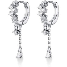 Dangle Earrings for Women, 925 Silver Material Cubic Zirconia Teardrop Chain Drop Earrings with Sparkly CZ Stones, Hypoallergenic Elegant Zircon Drop