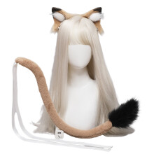 Fellkostüm für Cosplay, weiches und angenehm anzufassendes Plüschohren-Haarband-Schwanz-Set mit hautfreundlichem, flauschigem Kunstfuchsfell,