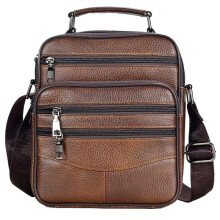 Men's Business Casual Briefcase Large Capacity Laptop Messenger Bag Men Shoulder Sling Notebook Adjustable Strap Brown