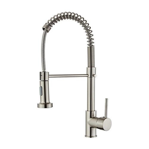 Kitchen Faucet With PullDown Sprayer, SingleHandle Mixer, 360Degree Rotating, SpringStyle Finishes Brass Chrome Black