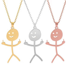 Halskette mit Anhänger in Form eines lächelnden Gesichts, drückt Persönlichkeit aus mit niedlichem Doodle-Charm. Minimalistisches Design aus