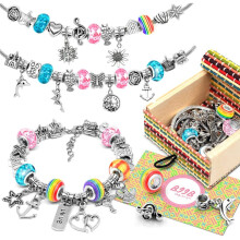 Aanpasbare sieraden met sprookjesthema, diverse kralen en bedeltjes, verstelbare armbandkettingen voor meisjes, sieradendoosje, set voor het maken