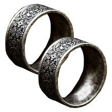 Suzaku-Ring mit Basaltschnitzereien und Drachenmotiv, Ring aus Edelstahl mit chinesischen Wächtertieren für Herren, formstabiles Weißtitan