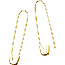 Minimalistische Creolen für Damen, Ohrringe aus Sterlingsilber mit 37 mm großem, tropfenförmigem Sicherheitsnadel-Design und 14-karätiger