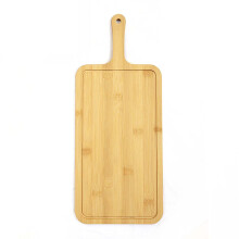 Large Bamboo Pizza Serving Board with Handle, MultiPurpose Wooden Peel for Baking and Charcuterie