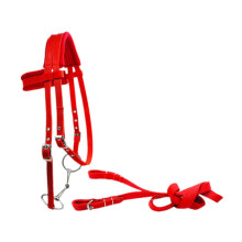 Horse Bridle With Reins Padded Harness Heavy Duty Red Size S Soft Cushion Lead Rope Headstall Horse Riding Rope