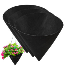 12 Inch Cone Shaped Felt Planter Liner with Breathable Drainage for Outdoor Hanging Baskets
