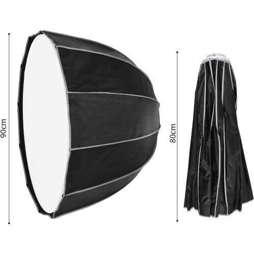 90cm/35inch Multipurpose Deep Parabolic Softbox Bowens Mount Quick Setup Diffuser Cloth Honeycomb Grid Carrying Bag 1