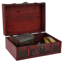 Treasure Chest for Trinkets Antique Design Vintage Wooden Storage Box Decorative Storage Container Eco-Friendly Wood Material Retro Vintage Style Keep