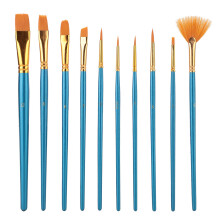 Conjunto de pincéis planos para aquarela, óleo, guache, tinta têmpera, para uso profissional ou amador, artistas e pintura em miniatura, com cabo