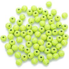 11 mm tennisboldperler, akrylsportsperler, holdbare og bærbare, perfekte til at lave armbånd, halskæder, øreringe, styrk din kreativitet, 100 stk.