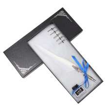 Calligraphy Pen Nibs Set Vintage Feather Quill Pen Durable Metal Barrel Elegant Design Carving Pen Stand Black Dip Pen Ink Shield Shaped Pen Holder
