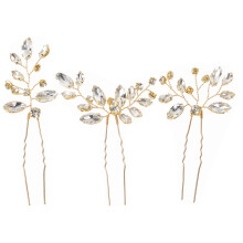 Fermagli per capelli da sposa lucenti per donna, accessori per capelli da sposa con cristalli in stile vintage, set di 3 pezzi di eleganti e delicati